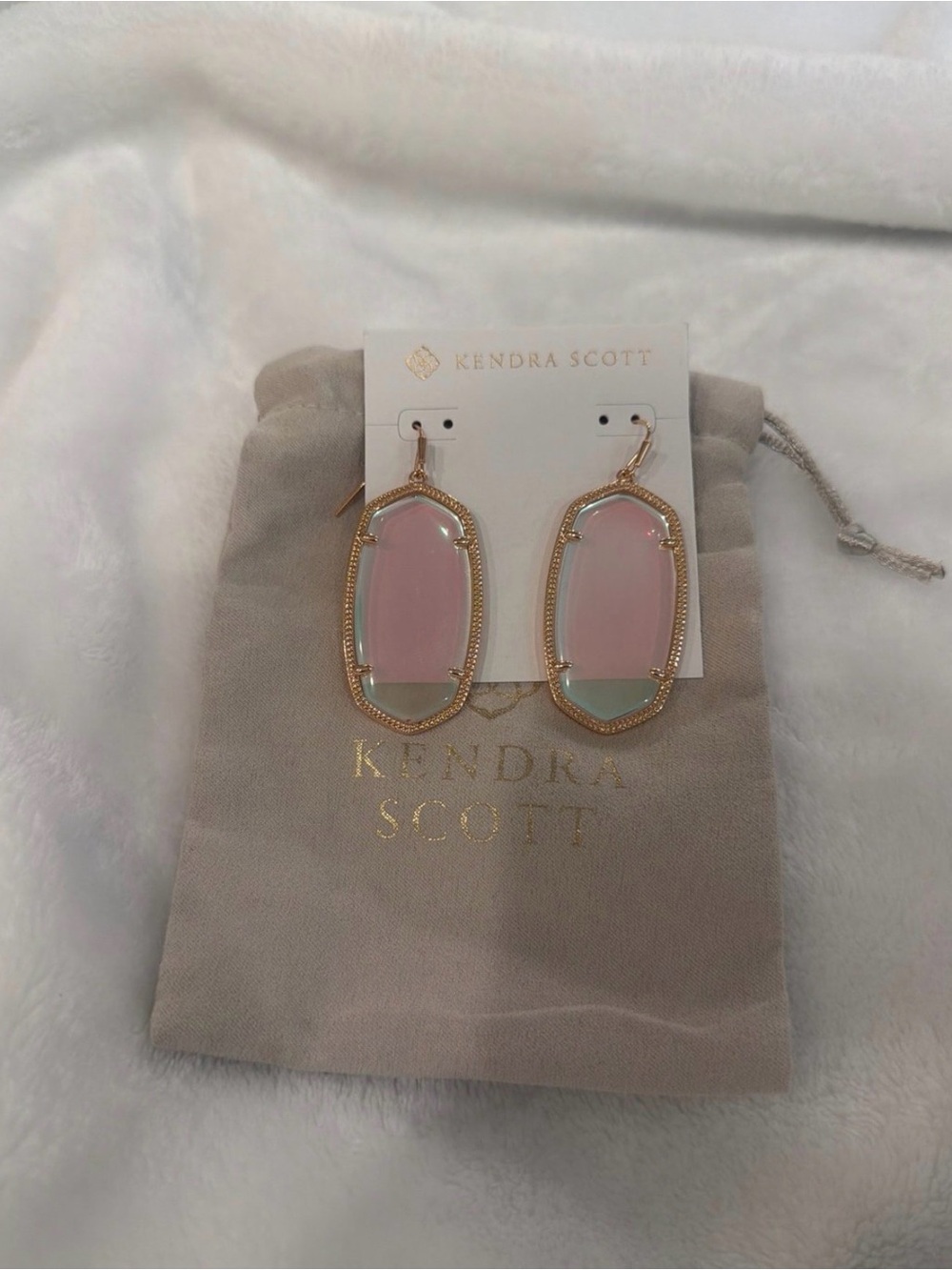Kendra Scott Pink and Mint Glass Drop Earrings in Rose Gold Frame